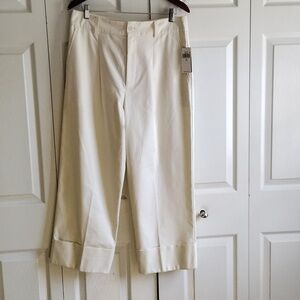 Ralph Lauren Black Label Cream Cuffed Pants Zip Up Size 14
